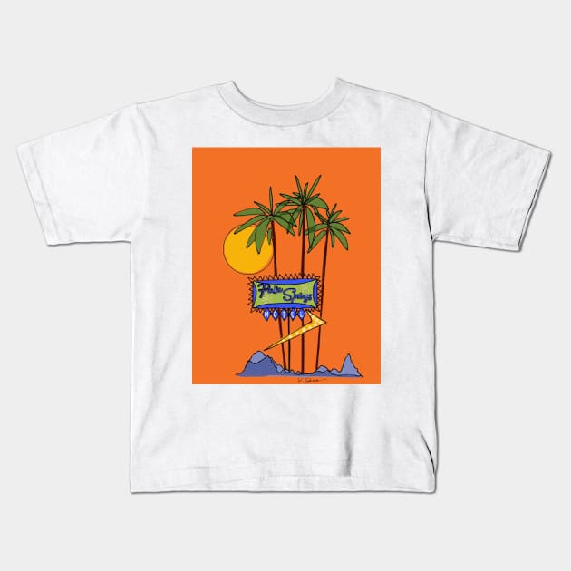 Palm Springs Motel Kids T-Shirt by kschowe